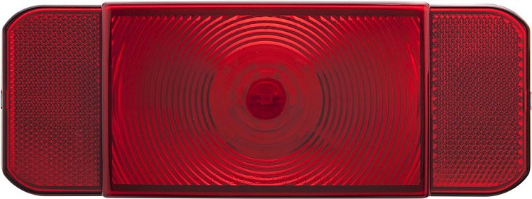 12.8 Volt DC LED Rectangular Trailer Passenger Side Stop/ Turn/ Tail Light Red with Black Base, RVSTLB60FS